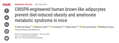 Science|聚焦CRISPR：刷新脂肪细胞，，“躺瘦”可能要成真了？